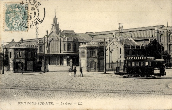 Postcard Boulogne sur Mer Pas de Calais, La Gare, Byrrh