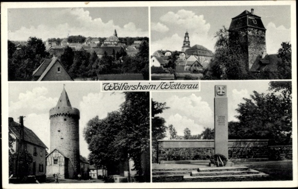 Postcard Wölfersheim in Hessen, general view, monument, tower
