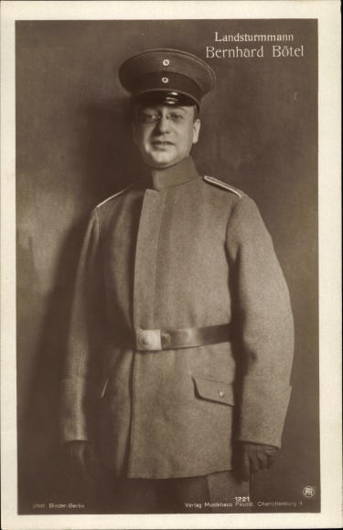 Ak Schauspieler und Opernsänger Bernhard Bötel, Portrait als Landsturmmann, Uniform
