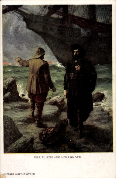 Kunstenaar Ak Leeke, Ferd., The Flying Dutchman, Richard Wagner-cyclus