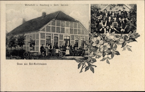 Postcard Mentzhausen Jade in Lower Saxony, economy, action, prize bowling