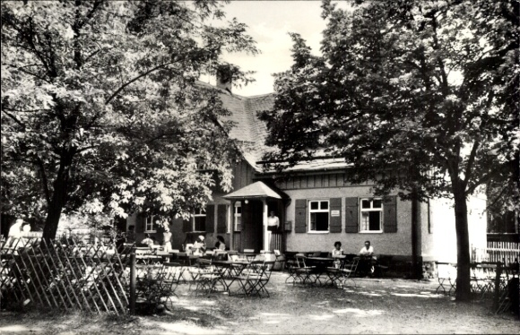 Postcard Reudnitz Mohlsdorf in Thuringia, Weidmannsruh restaurant, terrace garden