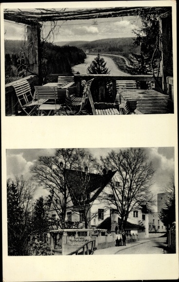 Postcard Grünwald in the district of Munich Upper Bavaria, Schlosshotel, Schloss Terrassen Kaffee