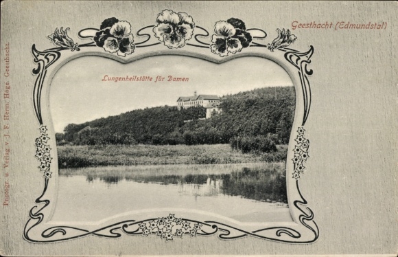 Passepartout Postcard Geesthacht on the Elbe, lung sanatorium for women