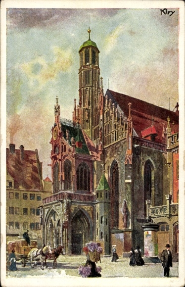 Artist Postcard Kley, Heinrich, Nuremberg, Frauenkirche