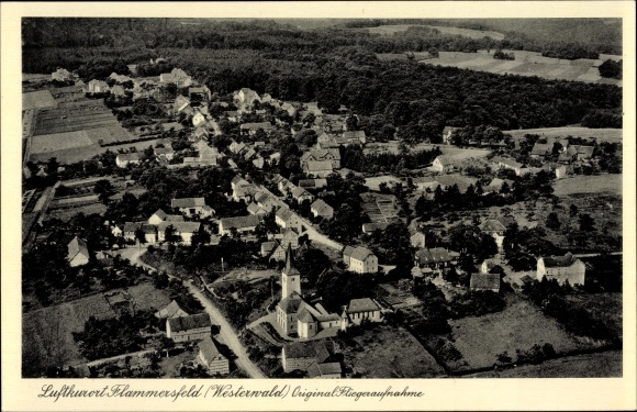 Ansichtkaart Flammersfeld in het district Altenkirchen Westerwald Rijnland-Palts, luchtfoto, stadspanorama