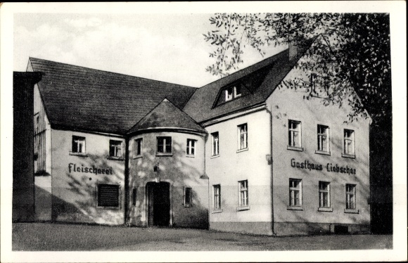 PC Hartmannsdorf near Dippoldiswalde, inn Liebscher, butcher shop, exterior view