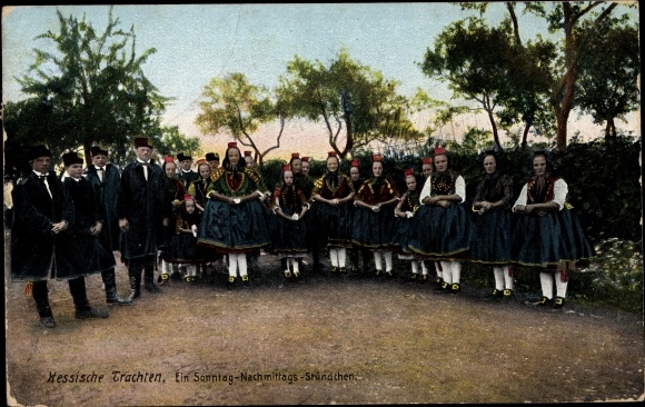 Postcard Hessian costume, a Sunday afternoon hour