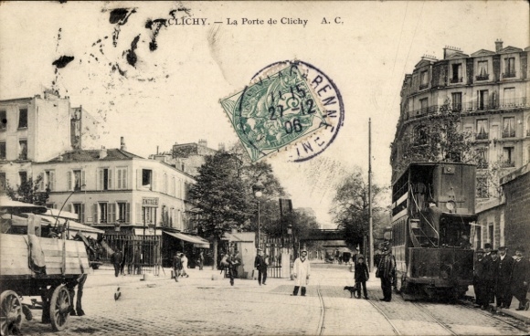Postcard Clichy Hauts de Seine, Porte de Clichy, tram