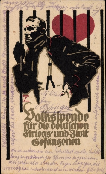 Artist PC people&#39;s donation for the German prisoners of war and civilian prisoners 1916, I. WW