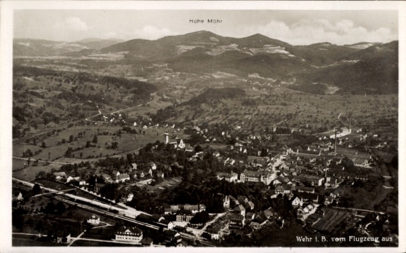 Postcard Wehr in Baden, aerial photograph