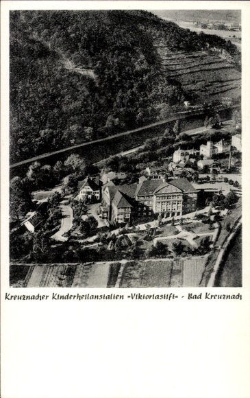 Ak Bad Kreuznach an der Nahe, Fliegeraufnahme, Kinderheilanstalten Viktoriastift