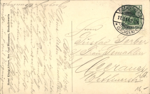 Postcard Bischofswerda in Saxony, Hotel king Albert with cinema