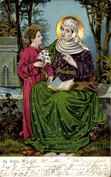 Ak Beratzhausen Oberpfalz, Hl. Anna mit Maria, kolorierte Lithographie