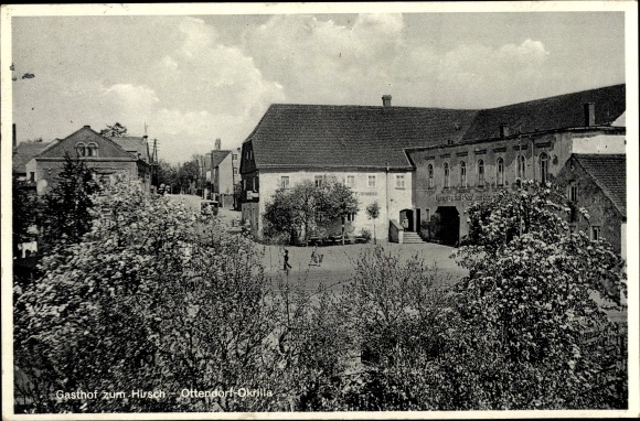 Ak Ottendorf-Okrilla Sachsen, Partie mit Gasthof zum Hirsch