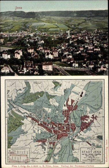 Plan miasta KP Jena w Turyngii, panorama