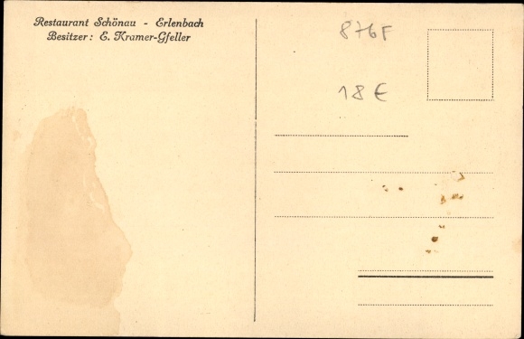 Postcard Erlenbach am Main in Lower Franconia, Schönau restaurant, economy, steamer