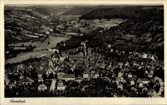 Postcard Künzelsau am Kocher Hohenlohekreis, aerial photograph