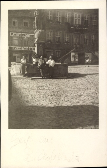 Foto Bischofswerda in Sachsen, Platz, Denkmal, Kaffeeschänke