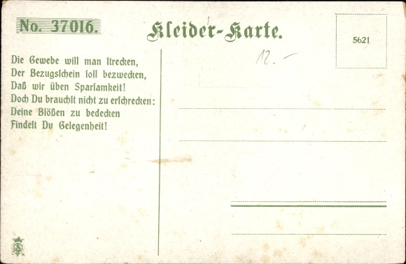 Ansichtkaart Duitse mode, kledingkaart, coupon vijgenblad, krant, zwembroek nationale kleuren
