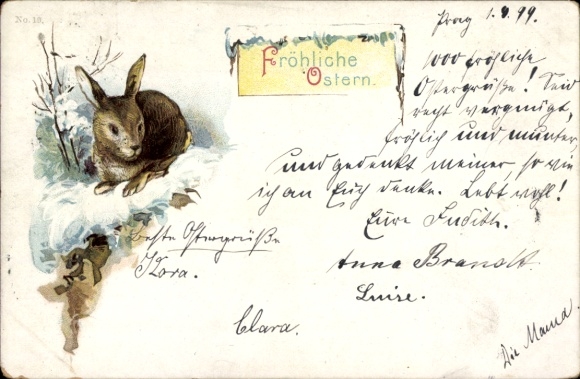 Litho Glückwunsch Ostern, Osterhase