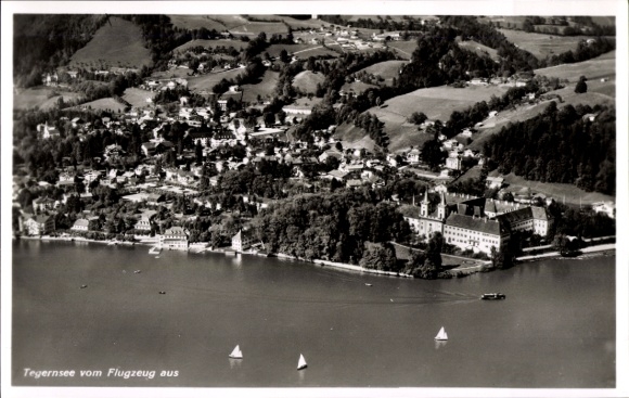 Postcard Tegernsee in Upper Bavaria, aerial photograph