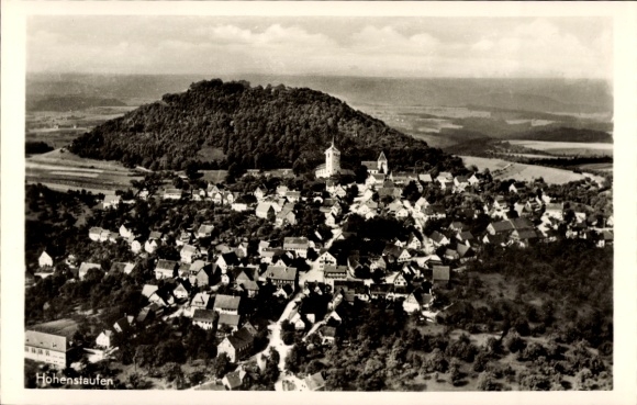 Postcard Hohenstaufen Göppingen Baden Württemberg, aerial photograph