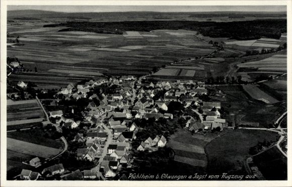 Postcard Pfahlheim Ellwangen Jagst, aerial photograph of Pfahlheim, rural structure, 1936