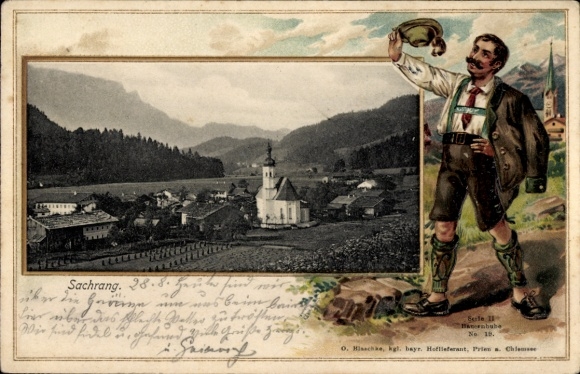 Embossed Postcard Sachrang Aschau im Chiemgau Upper Bavaria, general view