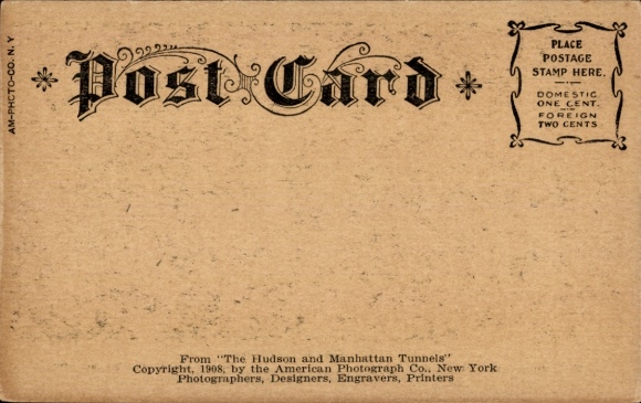 Postcard New York City USA, at work in air the lock, Hudson and Manhattan Railway Tunnel, McAdoo system