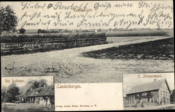 Postcard Landesbergen in Lower Saxony, total view, Gut Bothmer, house C. Zimmermann