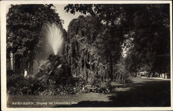 Postcard Baden Baden am Schwarzwald, entrance to Lichtentaler Allee