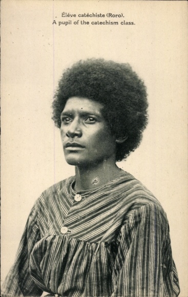 Postcard Papua New Guinea, Roro, catechist student