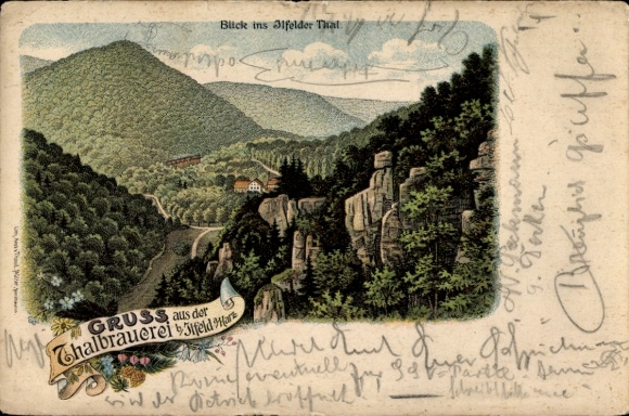 Chromo-Litho Ilfeld in the Harz, Greetings from the Talbrauerei, Ilfelder Tal