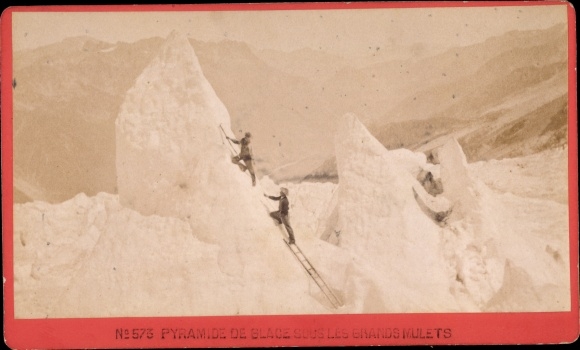 Visiting Card Chamonix Haute Savoie, Mont Blanc, Ice Pyramid under the Grands Mulets