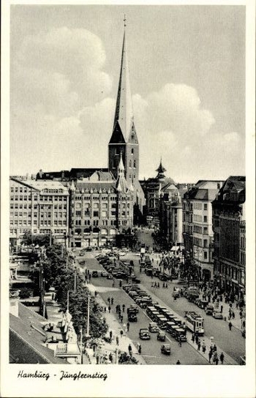 8 old PCs Hamburg Neustadt, Jungfernstieg, various views