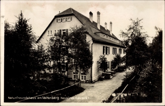 Postcard Neukirch in der Lausitz, Nature Friends House, Valtenberg, Neukirch, trees, path