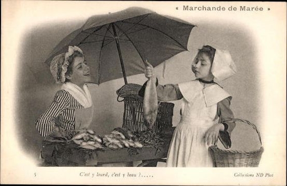 10 alte Ak Serie Fischverkäufer, Kinder als Fischhändler Marchande de Marée, diverse Ansichten
