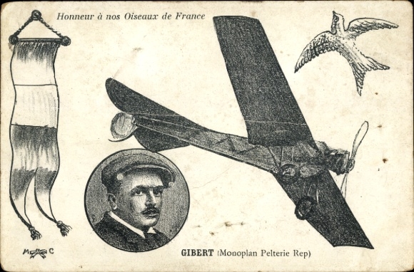 Ak Honneur a nos Oiseaux de France, Gibert, Monoplan Pelterie Rep