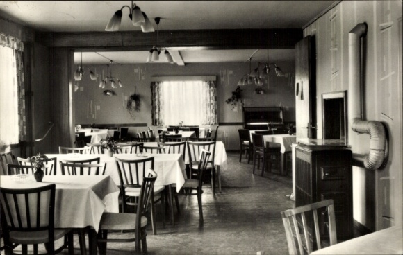 Postcard Dröbischau, LPG Restaurant Zur Burg, dining room