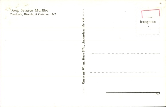 Postcard Queen Juliana of the Netherlands, Prince Bernhard, Christening of Princess Marijke