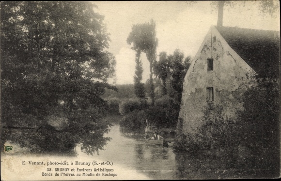 Ak Brunoy Essonne, Bords de l'Yerres in Moulin de Rochops