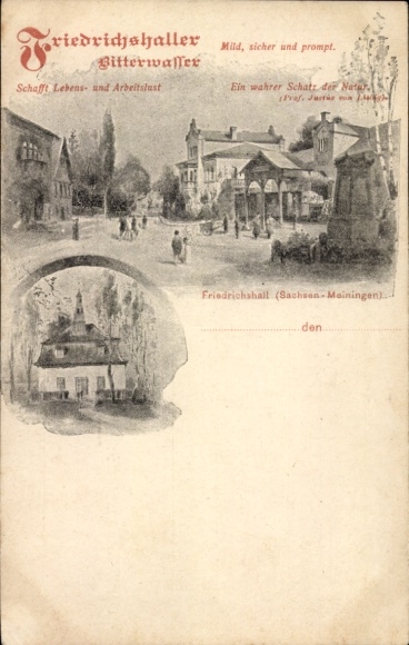 Postcard Lindenau Heldburg in Thuringia, Saline Friedrichshall, Friedrichshall Bitterwasser