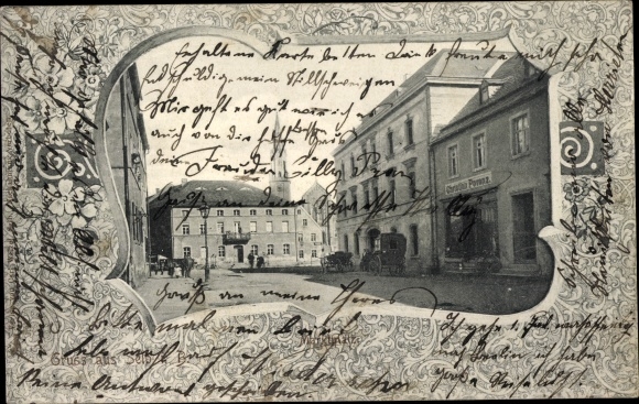 passe-partout Ak Selb in het Fichtelgebirge Opper-Franken, marktplein