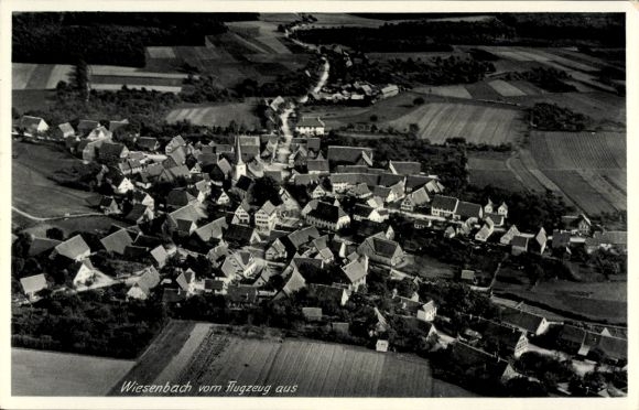Postcard Wiesenbach, aerial photograph