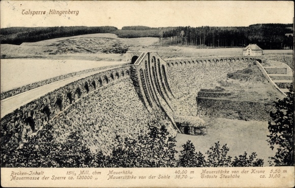 Postcard Klingenberg in the Erzgebirge of Saxony, dam