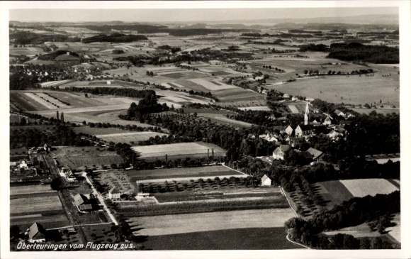 Ak Oberteuringen im Bodenseekreis, Luftaufnahme von  Felder, Wälder, Dörfer