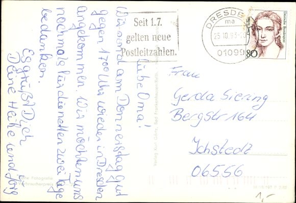 Postcard Dresden, Großer Garten, Pioneer Railway, Steam Locomotive, Frohe Zukunft Station, Passengers