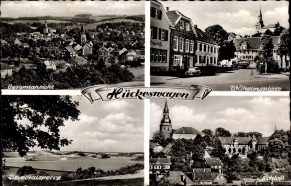Postcard Hückeswagen in the Oberbergischer Kreis, castle, Wilhelmsplatz, general view