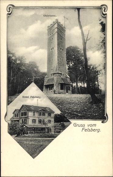 Postcard Felsberg in Hesse, Hotel Felsberg, Ohlyturm